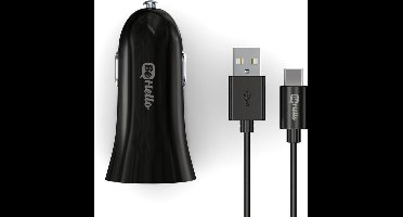 BeHello Autolader met USB-C Oplaadkabel 2.1 Ampère Zwart