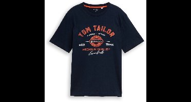 Tom Tailor - T-shirt met logoprint - Maat M - dark blue silhouette