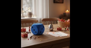 Sinterklaas dobbelspel - A4 papier - XL foam dobbelsteen groen - kookwekker - pakjesavond