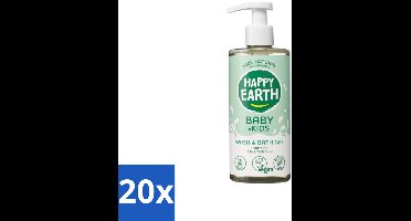 20 x Happy Earth – Was & Badgel – Zeepvrij Baby & Kids – 300 ml - Baby Wasgel - Zeepvrij Baby Wasgel - Huidverzachter - Allergeen Wasgel - 2-in-1 Wasgel