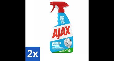 2 x Ajax – Spray – Shower Power – 750 ml - Badkamer Reinigen - Kalkaanslag Verwijderen - Zeepresten Verwijderen - Douche Reinigen - Badkamer Schoon Houden