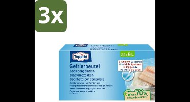 3 x Toppits – Diepvrieszakken – 6 Liter – 20 Zakjes - Koffie - Koffiezetapparaat - Koffiezetapparaat