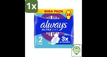 1 x Always - Maandverband - Long - 28 Maandverband - Maandverband - Maandverband Met Vleugels - Always Ultra - Zware Menstruatie - Extra Bescherming