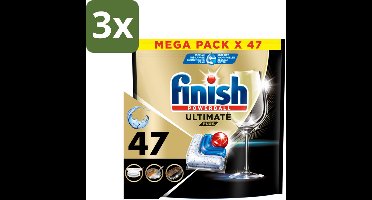 Finish - Vaatwasmiddel - Ultimate Plus All in One Regular - Krachtige Alles-in-1 Reiniging - 47 capsules - Bulkverpakking - 3 stuks
