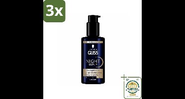 3 x Gliss - Haarserum - Night Elixer Overnight Repair - Herstel van Beschadigd Haar - 100 ml - Grootverpakking - Haarserum Nacht Herstel - Haar Herstel Serum - Beschadigd Haar Herstel - Haar Herstel Nacht - Haar Herstel Serum