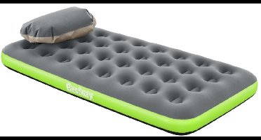 Bestway – Luchtbed – 1-Persoons – 99×188×22 cm – Grijs/Groen – Incl. 3-in-1 Opbergtas - Luchtbed 1 Persoon - Camping - Buiten - Reizen - Draagtas