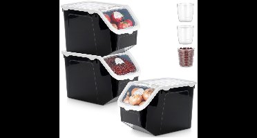 Doos voor Groenten en Fruit met Deksel Zwart 12 l 3 stuks - Aardappelbak - Aardappelpot - Bewaardoos - Container - Koelkast Organizer - Opbergbox - Fruitkist