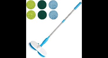 RVV® Electrische Dweil - Vloerreiniger - Schrobmachine - Inclusief Accessoires - Lichtgewicht- Wit en blauw ‎31cm x 15cm x 5cm