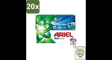 20 x Ariel - 4in1 Wasmiddel Pods - Actieve Geurbestrijding - 15 Pods - Grootverpakking - Geurverzorging - Zweetgeuren - Wasmiddel - Wasmiddel Pods - Geurverzorging Was