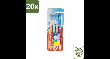 20 x Colgate - Tandenborstels - Triple Action - Medium - 4 borstels - Grootverpakking - Tandenborstel - Mondhygiëne - Reiniging - Vlekverwijdering - Frisse Adem