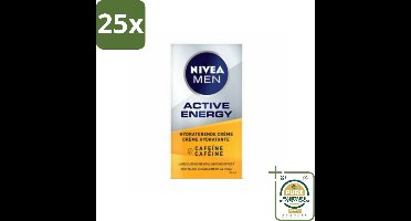 25 x NIVEA MEN - Active Energy - Gezichtscrème met Cafeïne - 50 ml - Grootverpakking - NIVEA MEN Active Energy Gezichtscrème - Cafeïne Crème - Energie Crème - Huid Energie - Anti-vermoeidheid Crème