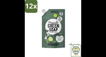Marcel's Green Soap - Handzeep - Bergamot & Black Pepper - Natuurlijke verzorging - 500 ml - Voordeelverpakking - 12 stuks - Duurzame handzeep - Bergamot zeep