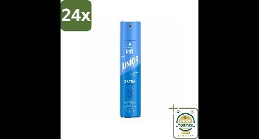 Taft - Extra Strong 3 - Junior Haarspray - Stevige kindvriendelijke fixatie - 250 ml - Voordeelverpakking - 24 stuks - Taft Junior - Sterke fixatie