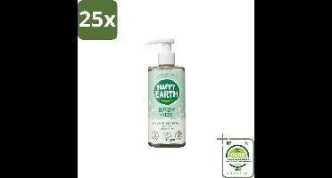25 x Happy Earth – Was & Badgel – Zeepvrij Baby & Kids – 300 ml - Grootverpakking - Wasgel - Huidverzachter - Babywasgel - Natuurlijke Wasgel - Allergeenvrije Wasgel
