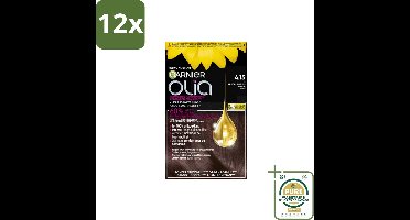 Garnier - Olia 4.15 - Haarkleuring - Kastanje Middenbruin - Zonder Ammoniak - 100% Grijsdekking - Voordeelverpakking - 12 stuks - Kastanje - Middenbruin