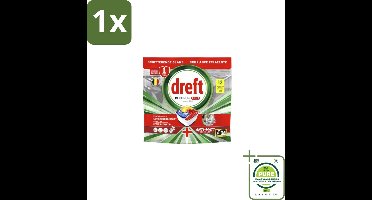 1 x Dreft – Vaatwastabletten – Platinum Plus All-in-One – Lemon – 12 Tabletten - Vaatwasmiddelen - Vaatwastabletten - Anti-dofheid - Vaatwasmiddelen Lemon - Vaatwasmiddelen Anti-matt