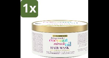 1 x OGX - Coconut Miracle Oil - Haarmasker - Intens Voedend - Voor Beschadigd Haar - 300 ml - Haarmasker - Kokosolie - Voeding Haar - Beschadigd Haar - Pluis