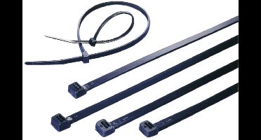 TRU COMPONENTS 1592892 TC-CVR200DW203 Kabelbinder 200 mm 4.80 mm Zwart UV-bestendig 100 stuk(s)