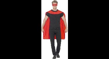 Rode Cape En Oogmasker Superheld | One Size | Carnaval kostuum | Verkleedkleding