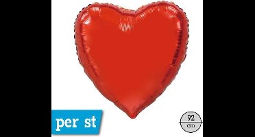Folie hartballon 92 cm, Rood, verpakt