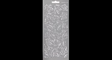 Stickers Zilver - Twijgen Stickers - Botanische Zelfklevende Stickervellen - DIY Knutselen & Kaarten Maken - 10x23 cm