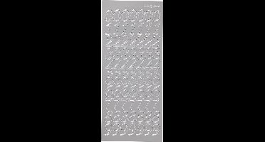 Stickers Zilver - Cijfers Stickers - Feestelijke Getallen Stickervellen - Zelfklevende DIY Stickers Voor Knutselen & Decoratie - 10x23 cm