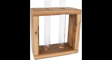 Gifts Amsterdam Vaas Reageerbuis 18 Cm Hout Bruin/transparant