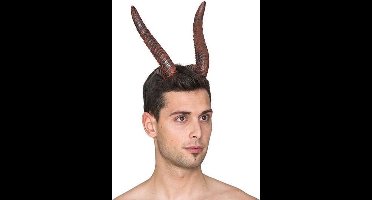 Duivel Met Hoorn Diadeem - PVC - Rood/Bruin - One-size - Volwassenen