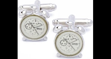 Manchetknopen - Alarmklok Wekker Wit