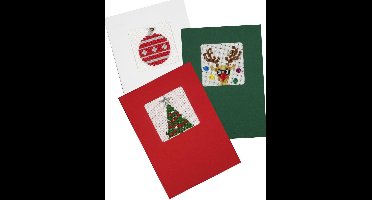 Pako compleet borduurpakket - drie kerstkaarten om zelf te borduren - 200.210 -voorgesorteerd garen - kruissteek - Aida - DIY kit