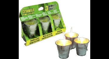 Citronella Kaars in Metalen Emmer 3 Stuks 6.5cm