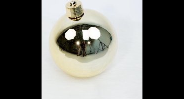 1 Onbreekbare kerstbal in koker diameter 20 cm champagne glanzend