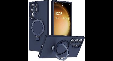 Hoesje Geschikt voor Samsung S26 Ultra hoesje zacht siliconen Navy - Liquid Backcover ring hoesje Geschikt voor Magsafe hoesje