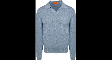 Suitable Longsleeve Knitted Poloshirt Riva Pocket Lichtblauw - Maat M - Heren - Pullover - Polo shirt Heren met Lange mouwen