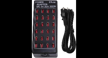 Allecto - USB oplaadstation - 100 Watt - 20 poorten - Snellader - Geschikt voor smartphones en tablets - Organisator - Desktop oplader - Multi Port...