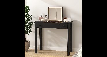 Kaptafel – Make-up Tafel – Dressing Table – Schminktafel – Cosmetica Tafel – Zwart Metaal – Kantelbare Spiegel – 2 Ruime Lades