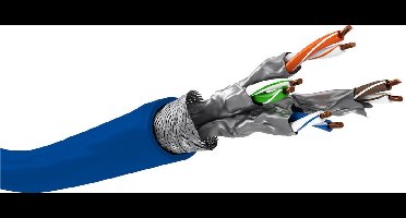 SFTP CAT7a+ netwerkkabel | Vaste aders | AWG22 | LSZH | blauw | 50 meter