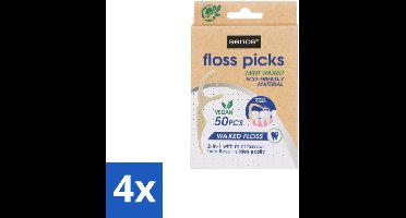 4 x Sence – Flosser – Fresh 2-in-1 Bamboo – 50 Flossers - Mondverzorging - Flosser - Tandenstoker - Tandplak - Etensresten