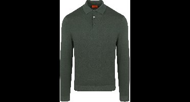 Suitable Compact Cotton Poloshirt Donkergroen - Maat M - Heren - Longsleeve polo - Polo shirt Heren met Lange mouwen
