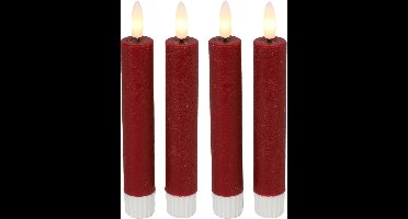 Countryfield Led dinerkaarsen - 4x st- rood -H15cm - met afstandsbediening - kaarsen