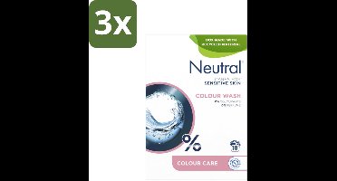 3 x Neutral Waspoeder Kleur 18 Wasbeurten 1,187 kg - Waspoeder - Waspoeder Kleur - Waspoeder Parfumvrij - Waspoeder Gevoelige Huid - Waspoeder 0% Parfum