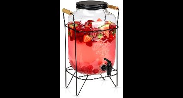 Drankdispenser met Kraan en Standaard Zwart 8 l - Kraantje - Limonadetap - Drank Dispenser - Limonadedispenser - Kan - Karaffe