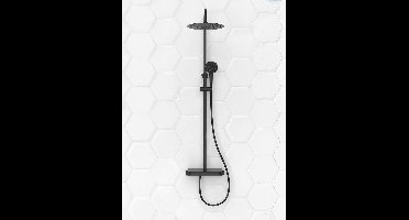 Tondell thermostatische regendoucheset opbouw met planchet mat zwart