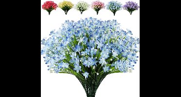 Kunstbloemen Narcissen 6 bosjes - Nep bloemen met groen - UV-bestendig - Voor bruiloft, tuin, hangplant, binnen, patio, kantoor en thuis decoratie - Blauw