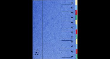 Exacompta 6x Sorteermap Harmonika met uitrekbare rug en elastosluiting - 12 indelingen - Blauw - 5112E
