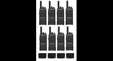 Set van 8 Cobra PX650 UHF PMR446 vergunningsvrije slimline portofoons IP54