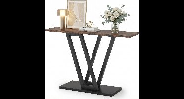 Industriële Consoletafel – Sidetable – Haltafel – Sofa Table – Narrow Entryway Table – Robuust MDF Blad – Gepoedercoat Metaal Frame 110x30x80 cm