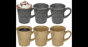 Secret de gourmet Koffiemokken - 6x stuks - 200 ml - kleuren gemixt