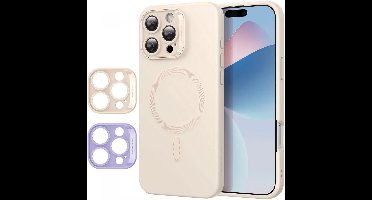 ESR Cloud Soft HaloLock Hoesje Geschikt voor Apple iPhone 16 Pro - Compatibel met MagSafe en HaloLock - Siliconen Back Cover - Magnetische Beschermhoes - Beige