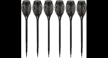 Pro Garden Solar tuinlamp / fakkel / prikspot - 6x - vlameffect - zonne-energie - 51 cm